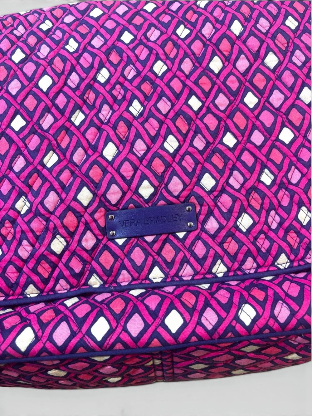 Vintage Vera Bradley Catalina Pink Navy Messenger Laptop Bag Y2K Retired Print
